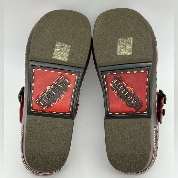 Spring Step L’Artiste Aneria Red Mary Jane Leather Clogs Size 37 (US 6.5–7) NWB - Picture 10 of 12